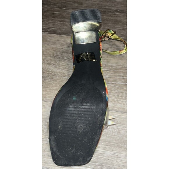 Cathy Din Floral Wateidescentcolor Gold Heels Party Club Retro Spikes Iridescent - Picture 7 of 7